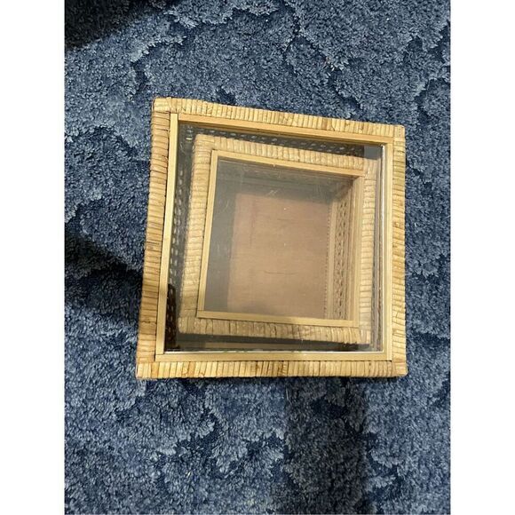 Creative Co-Op Cane and Rattan Display Boxes with Glass Lid, Set of 2 - Picture 2 of 10